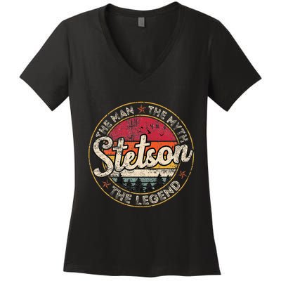 Stetson The Man The Myth The Legend Personalized Name Women's V-Neck T-Shirt