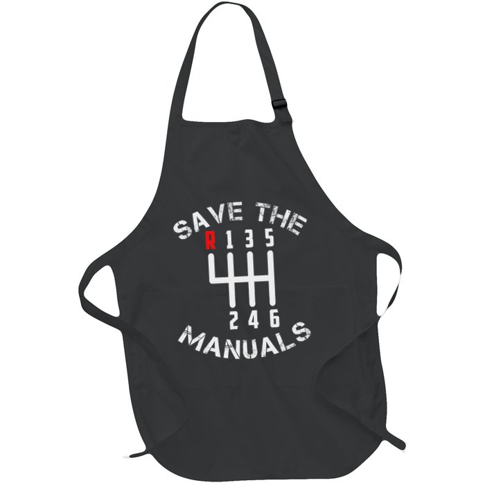 Save The Manuals Three Pedals 6 Speed Transmission Full-Length Apron With Pockets