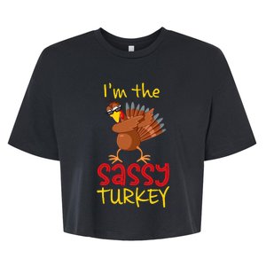 Sassy Turkey Matching Family Group Thanksgiving Party Bella+Canvas Jersey Crop Tee