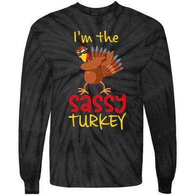 Sassy Turkey Matching Family Group Thanksgiving Party Tie-Dye Long Sleeve Shirt