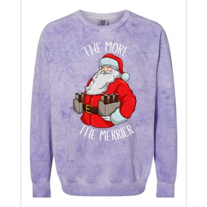 Santa The More The Merrier Christmas Beer Six Packs Funny Gift Colorblast Crewneck Sweatshirt