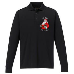 Santa The More The Merrier Christmas Beer Six Packs Funny Gift Performance Long Sleeve Polo