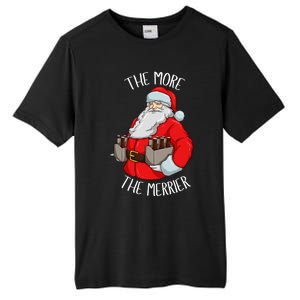 Santa The More The Merrier Christmas Beer Six Packs Funny Gift Tall Fusion ChromaSoft Performance T-Shirt