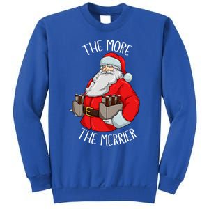 Santa The More The Merrier Christmas Beer Six Packs Funny Gift Sweatshirt