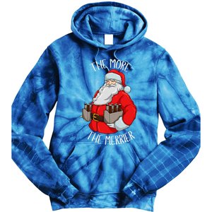 Santa The More The Merrier Christmas Beer Six Packs Funny Gift Tie Dye Hoodie