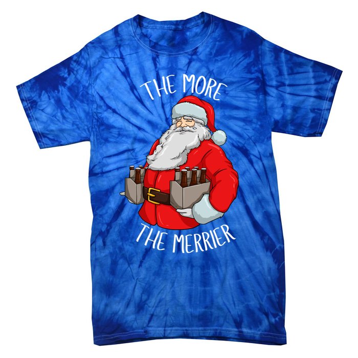 Santa The More The Merrier Christmas Beer Six Packs Funny Gift Tie-Dye T-Shirt