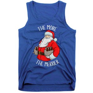 Santa The More The Merrier Christmas Beer Six Packs Funny Gift Tank Top