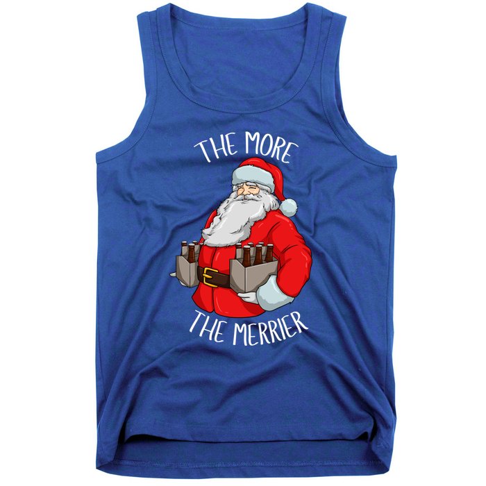 Santa The More The Merrier Christmas Beer Six Packs Funny Gift Tank Top