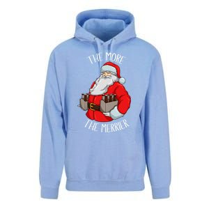 Santa The More The Merrier Christmas Beer Six Packs Funny Gift Unisex Surf Hoodie