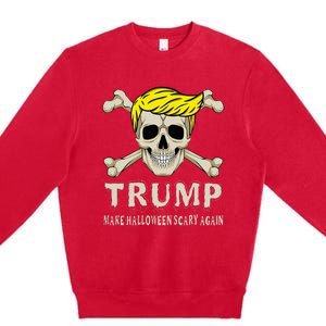 Skeleton Trump Make Halloween Scary Again America Great 24 Premium Crewneck Sweatshirt