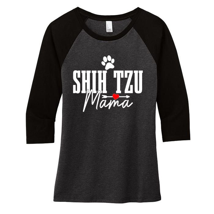 Shih Tzu Mom Shih Tzu Mama Funny Cute Dog Women's Tri-Blend 3/4-Sleeve Raglan Shirt