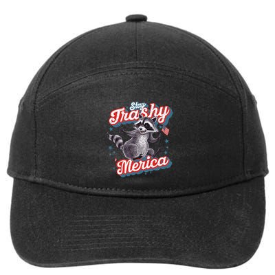 Stay Trashy ‘Merica Unhinged Funny Raccoon 4th Of July 7-Panel Snapback Hat