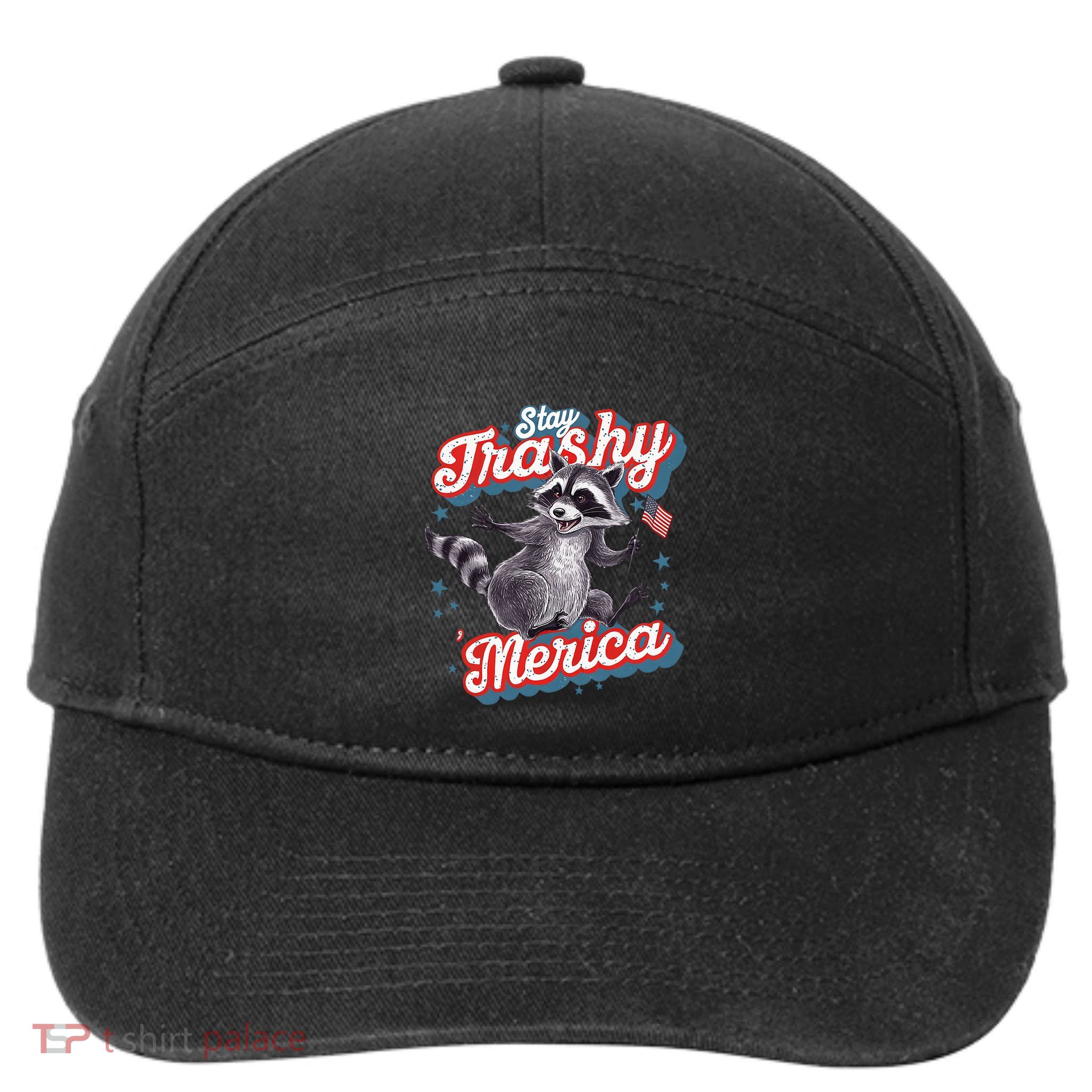 Stay Trashy ‘Merica Unhinged Funny Raccoon 4th Of July 7-Panel Snapback Hat
