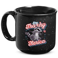 Stay Trashy ‘Merica Unhinged Funny Raccoon 4th Of July 15oz Campfire Ceramic Mug