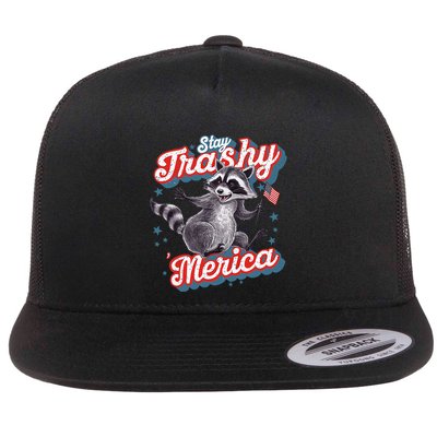 Stay Trashy ‘Merica Unhinged Funny Raccoon 4th Of July Flatbill Hat
