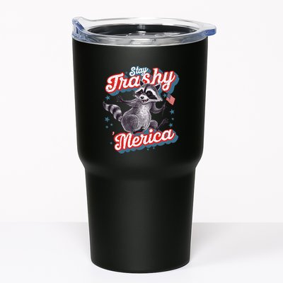 Stay Trashy ‘Merica Unhinged Funny Raccoon 4th Of July Tumbler