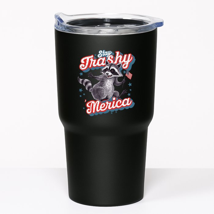 Stay Trashy ‘Merica Unhinged Funny Raccoon 4th Of July Tumbler