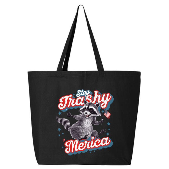 Stay Trashy ‘Merica Unhinged Funny Raccoon 4th Of July 25L Jumbo Tote