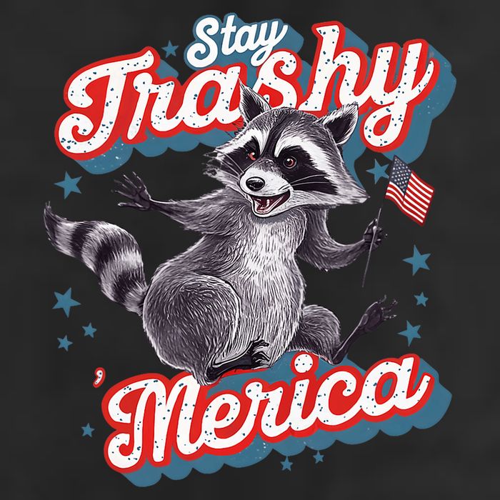 Stay Trashy ‘Merica Unhinged Funny Raccoon 4th Of July 25L Jumbo Tote