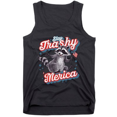 Stay Trashy ‘Merica Unhinged Funny Raccoon 4th Of July Tank Top
