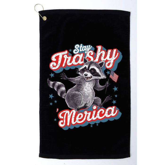 Stay Trashy ‘Merica Unhinged Funny Raccoon 4th Of July Golf Towel