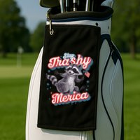 Stay Trashy ‘Merica Unhinged Funny Raccoon 4th Of July Golf Towel