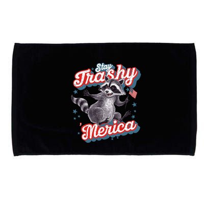 Stay Trashy ‘Merica Unhinged Funny Raccoon 4th Of July Microfiber Hand Towel