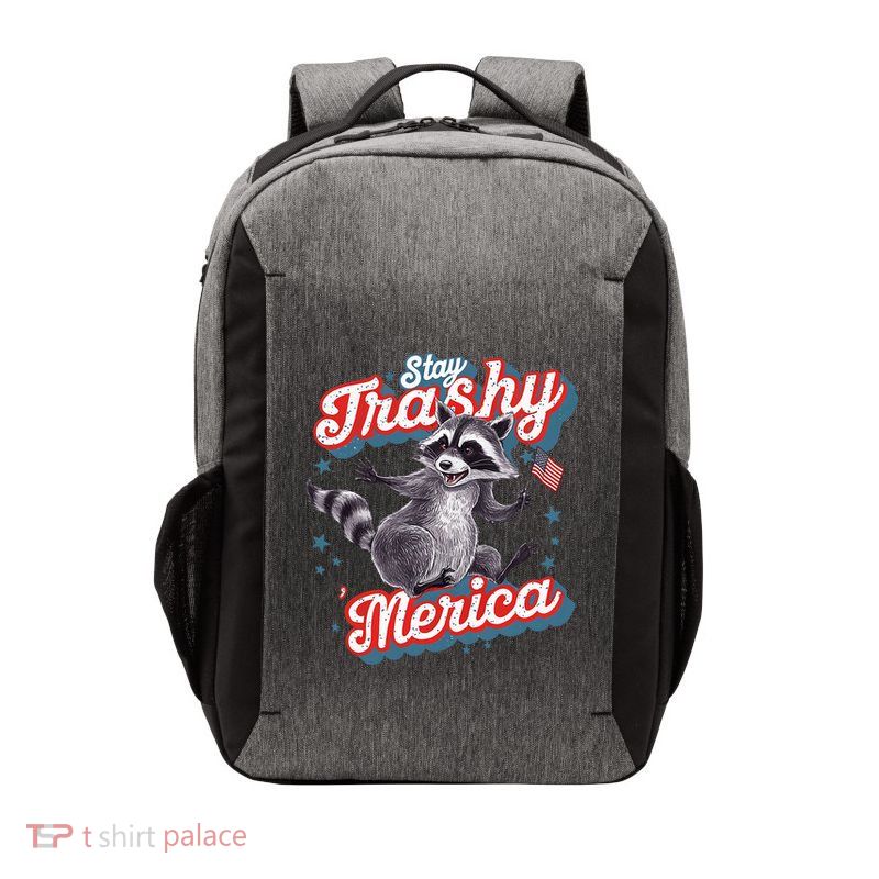 Stay Trashy ‘Merica Unhinged Funny Raccoon 4th Of July Vector Backpack