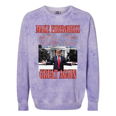 Sarcastic Trump Make Fireworks Great Again New Year Eve 4th Colorblast Crewneck Sweatshirt