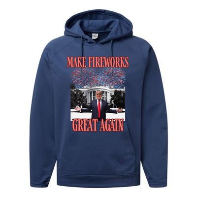 Sarcastic Trump Make Fireworks Great Again New Year Eve 4th Performance Fleece Hoodie