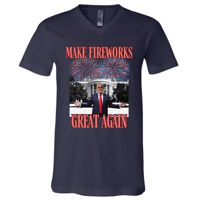 Sarcastic Trump Make Fireworks Great Again New Year Eve 4th V-Neck T-Shirt