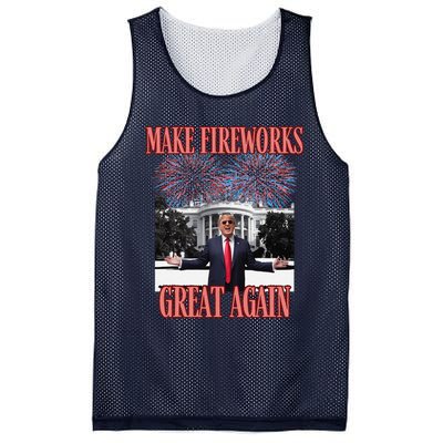 Sarcastic Trump Make Fireworks Great Again New Year Eve 4th Mesh Reversible Basketball Jersey Tank