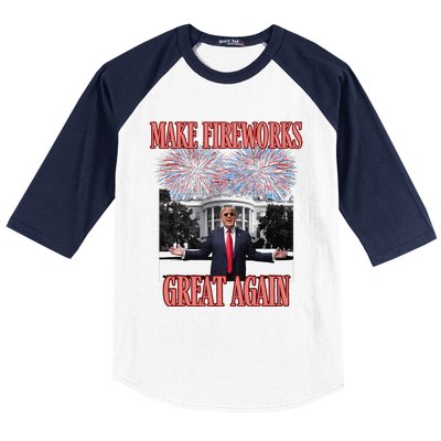 Sarcastic Trump Make Fireworks Great Again New Year Eve 4th Baseball Sleeve Shirt