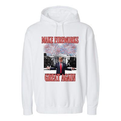 Sarcastic Trump Make Fireworks Great Again New Year Eve 4th Garment-Dyed Fleece Hoodie