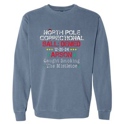 Smoking The Mistletoe North Pole Correctional Christmas Garment-Dyed Sweatshirt