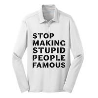 Stop To Make The Stupid People Famous Silk Touch Performance Long Sleeve Polo