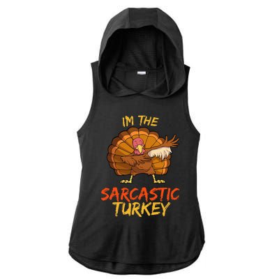 Sarcastic Turkey Matching Family Group Thanksgiving Party PJ Ladies PosiCharge Tri-Blend Wicking Draft Hoodie Tank