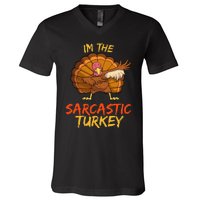 Sarcastic Turkey Matching Family Group Thanksgiving Party PJ V-Neck T-Shirt