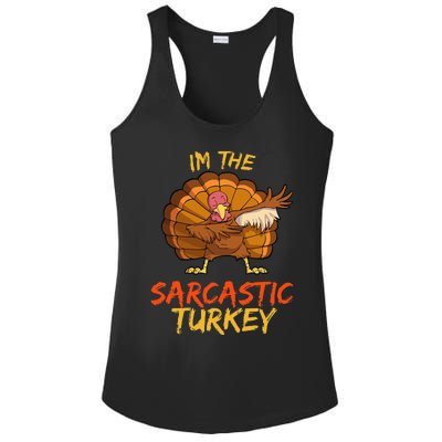 Sarcastic Turkey Matching Family Group Thanksgiving Party PJ Ladies PosiCharge Competitor Racerback Tank