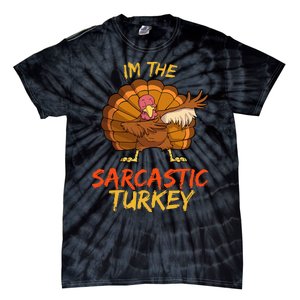 Sarcastic Turkey Matching Family Group Thanksgiving Party PJ Tie-Dye T-Shirt