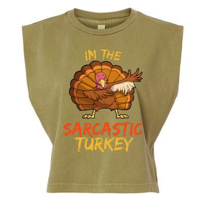 Sarcastic Turkey Matching Family Group Thanksgiving Party PJ Garment-Dyed Women's Muscle Tee