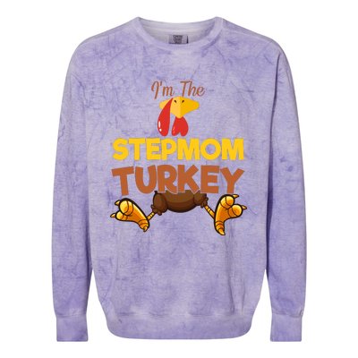 Stepmom Turkey Matching Family Group Thanksgiving Gifts  Colorblast Crewneck Sweatshirt