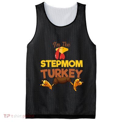 Stepmom Turkey Matching Family Group Thanksgiving Gifts  Mesh Reversible Basketball Jersey Tank