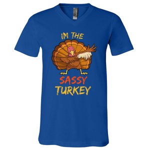 Sassy Turkey Matching Family Group Thanksgiving Party Pajama V-Neck T-Shirt