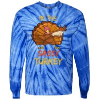 Sassy Turkey Matching Family Group Thanksgiving Party Pajama Tie-Dye Long Sleeve Shirt