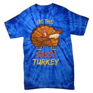 Sassy Turkey Matching Family Group Thanksgiving Party Pajama Tie-Dye T-Shirt