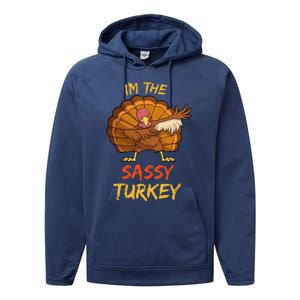 Sassy Turkey Matching Family Group Thanksgiving Party Pajama Performance Fleece Hoodie