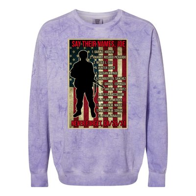 Say Their Names Joe Of 13 Fallen Soldiers Tribute Colorblast Crewneck Sweatshirt