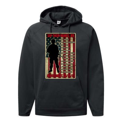 Say Their Names Joe Of 13 Fallen Soldiers Tribute Performance Fleece Hoodie