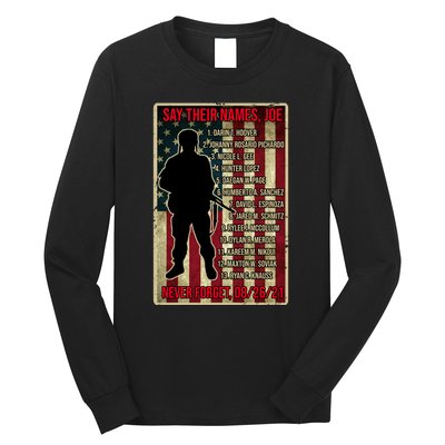 Say Their Names Joe Of 13 Fallen Soldiers Tribute Long Sleeve Shirt